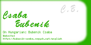 csaba bubenik business card